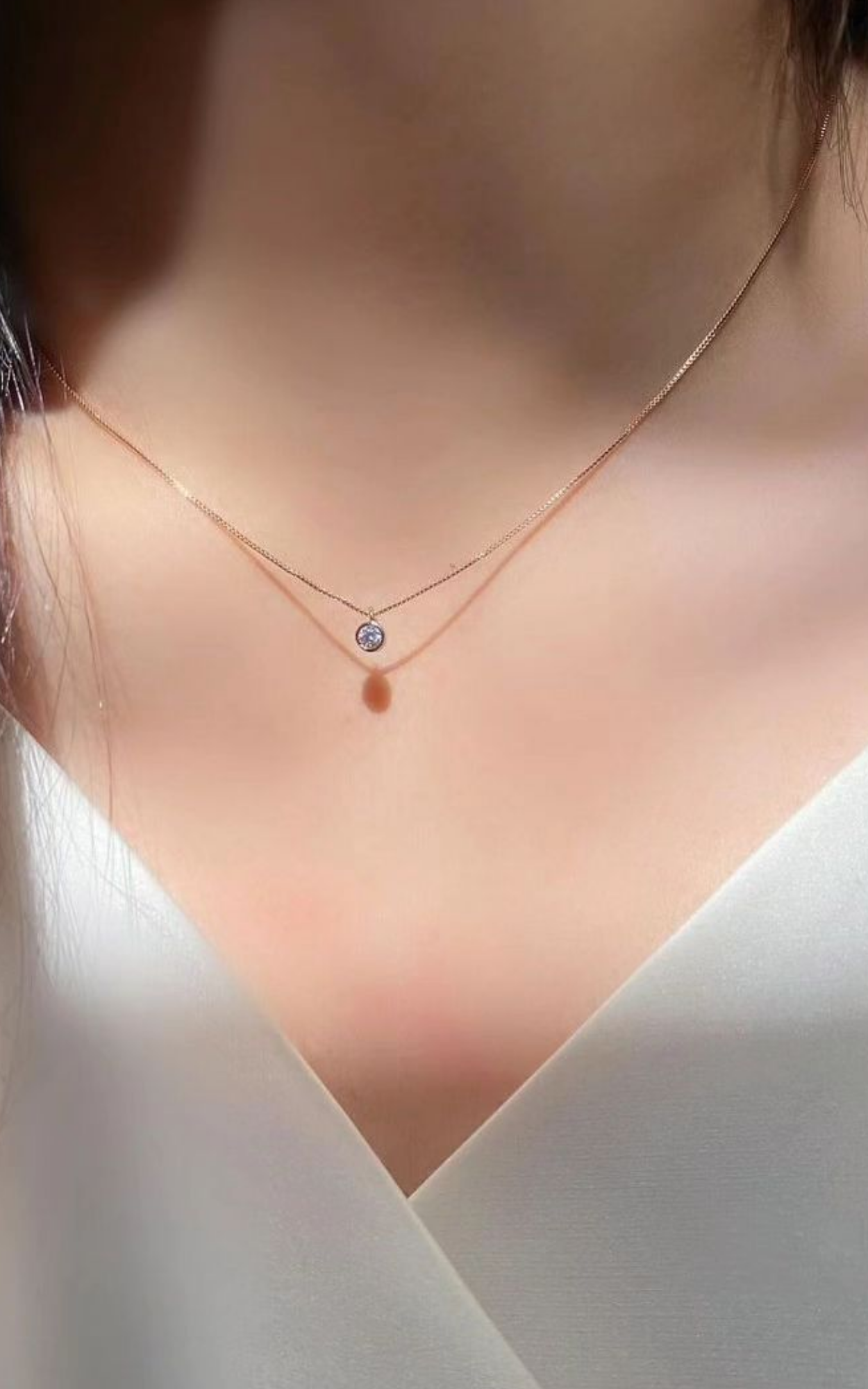 Mini Bezel Set Diamond Necklace