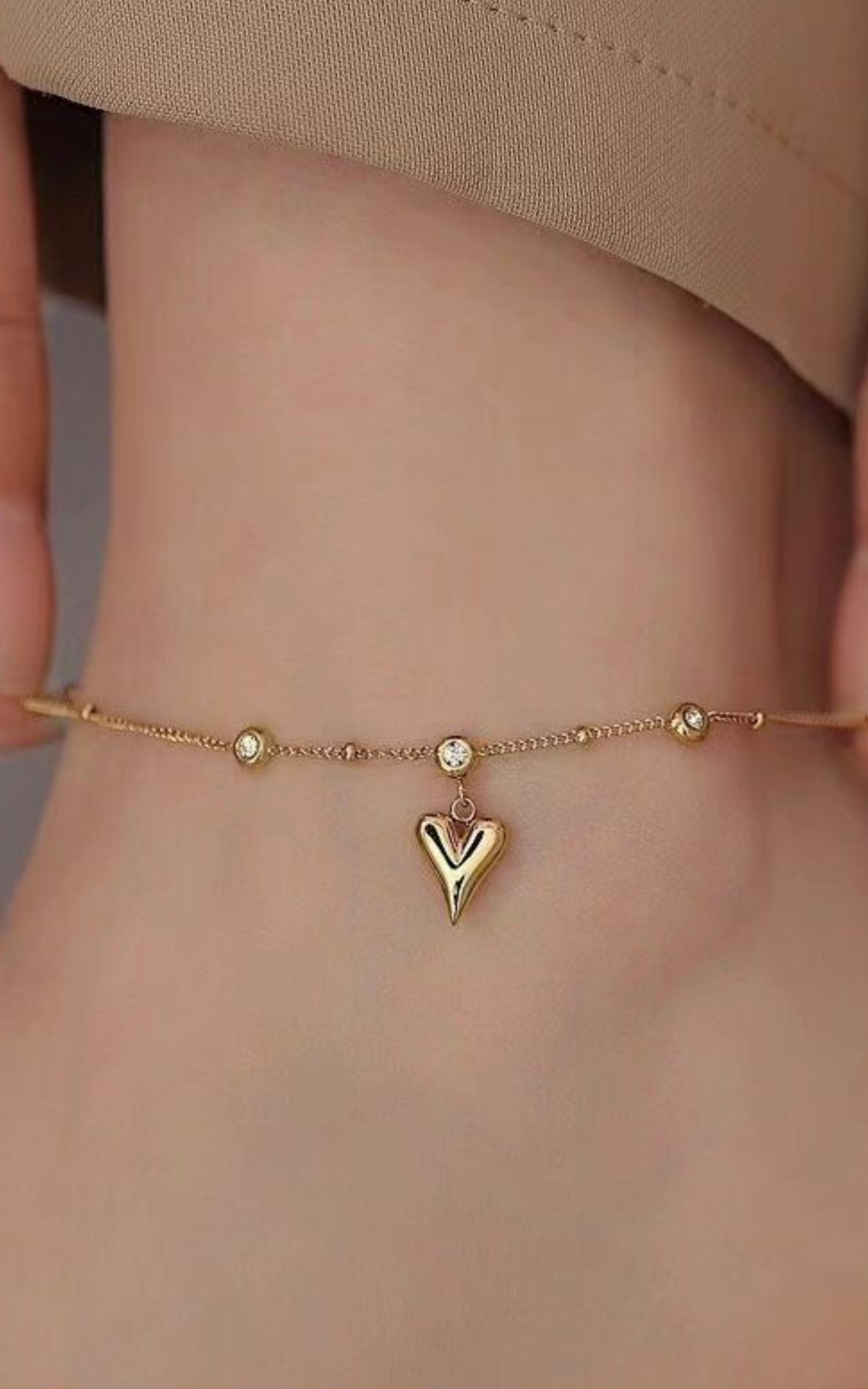 Heart drop 3 diamond Anklet