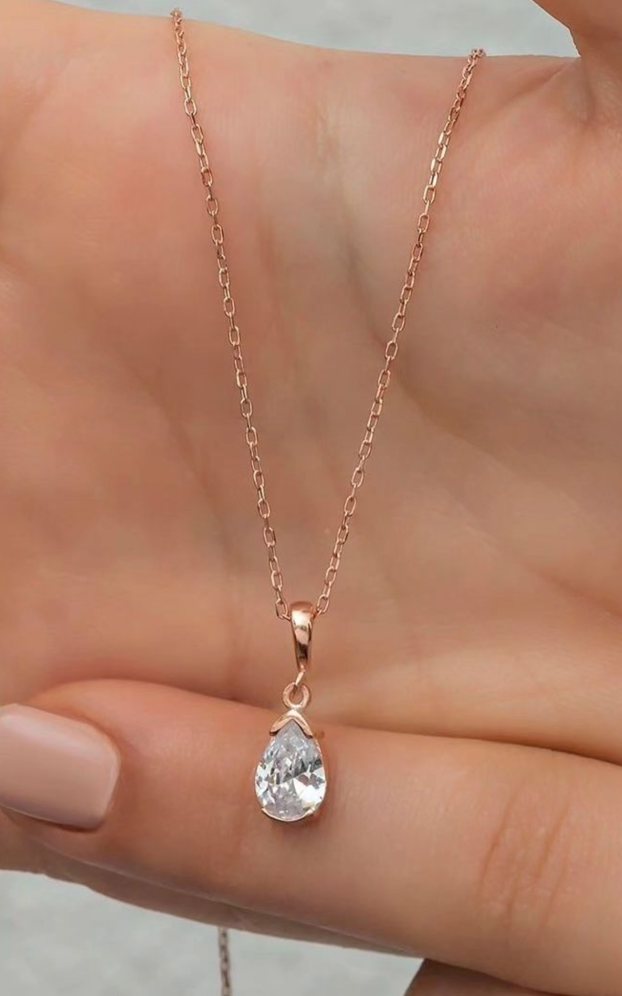 Pear Cut Solitaire Necklace