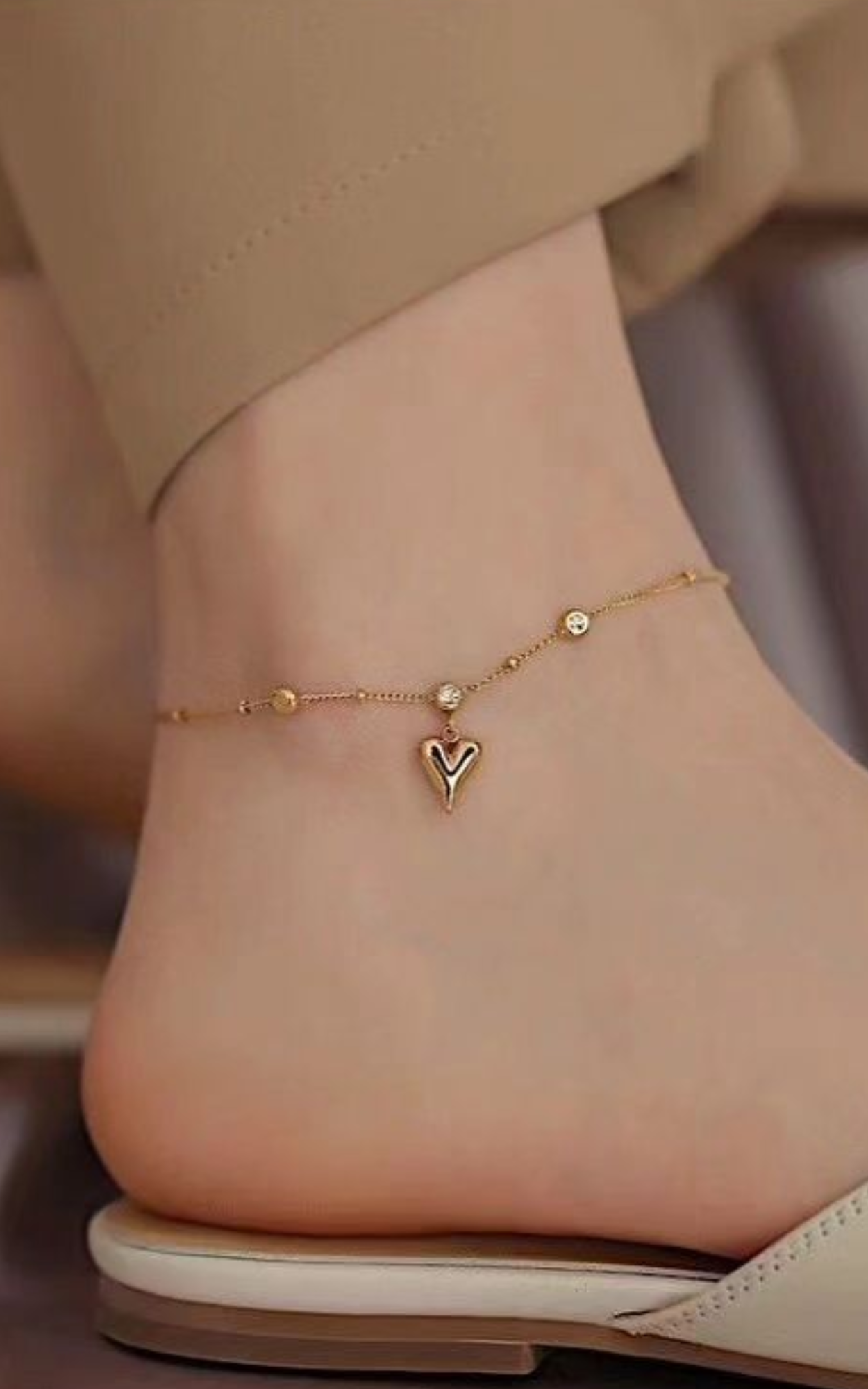 Heart drop 3 diamond Anklet