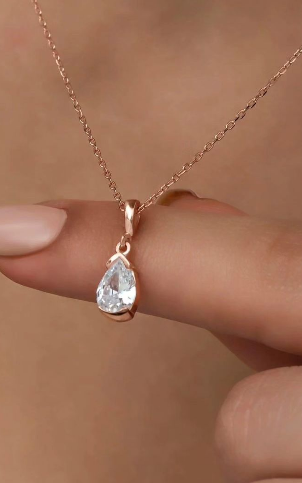 Pear Cut Solitaire Necklace