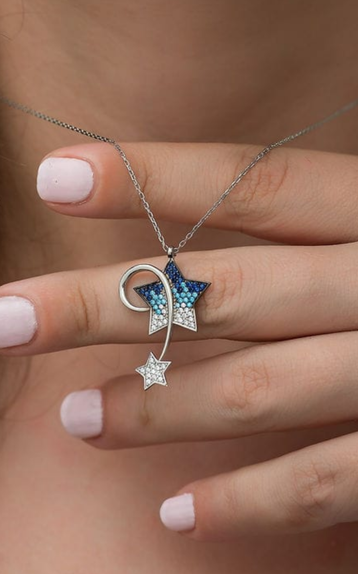 Blue Dual Star Necklace