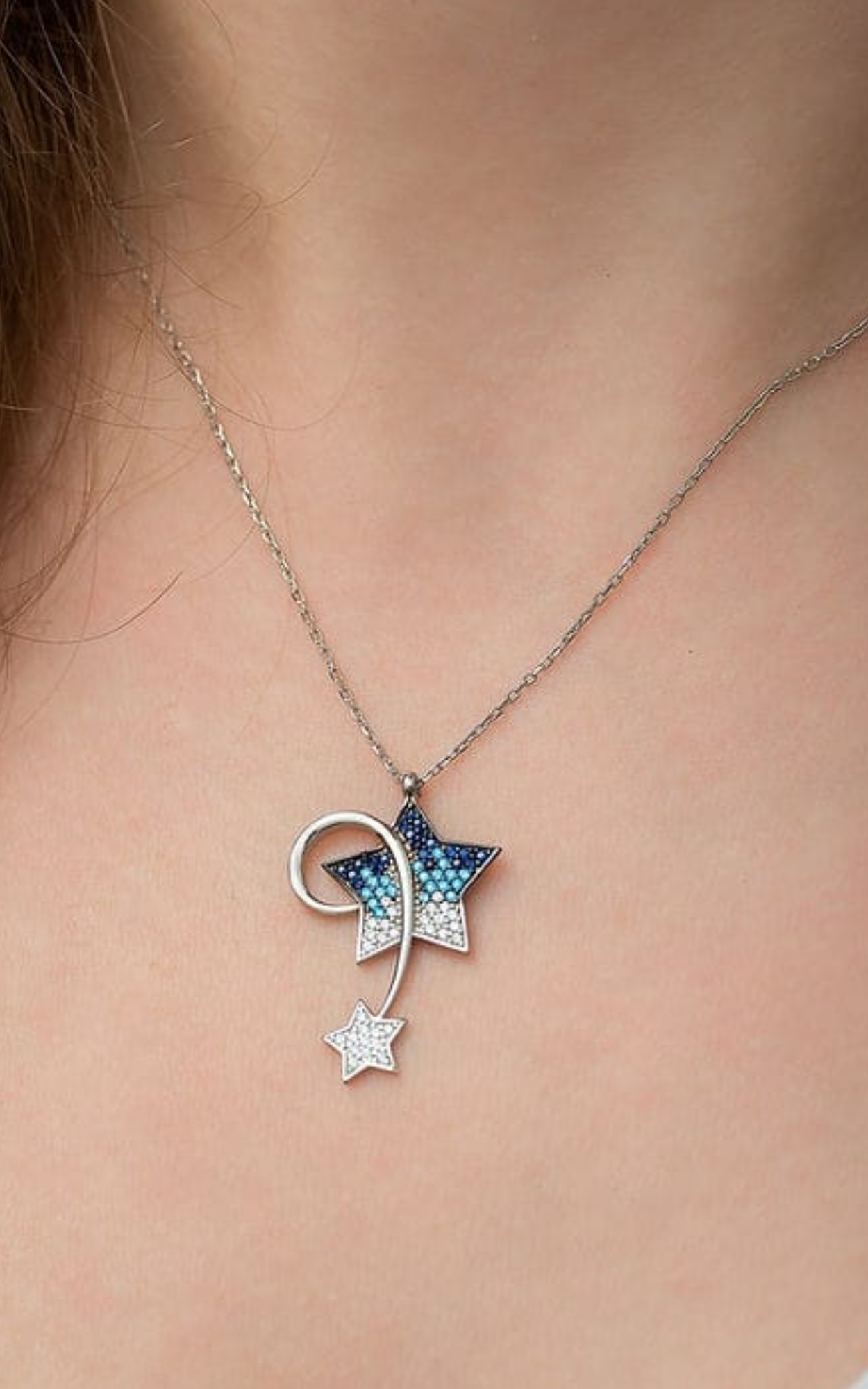 Blue Dual Star Necklace