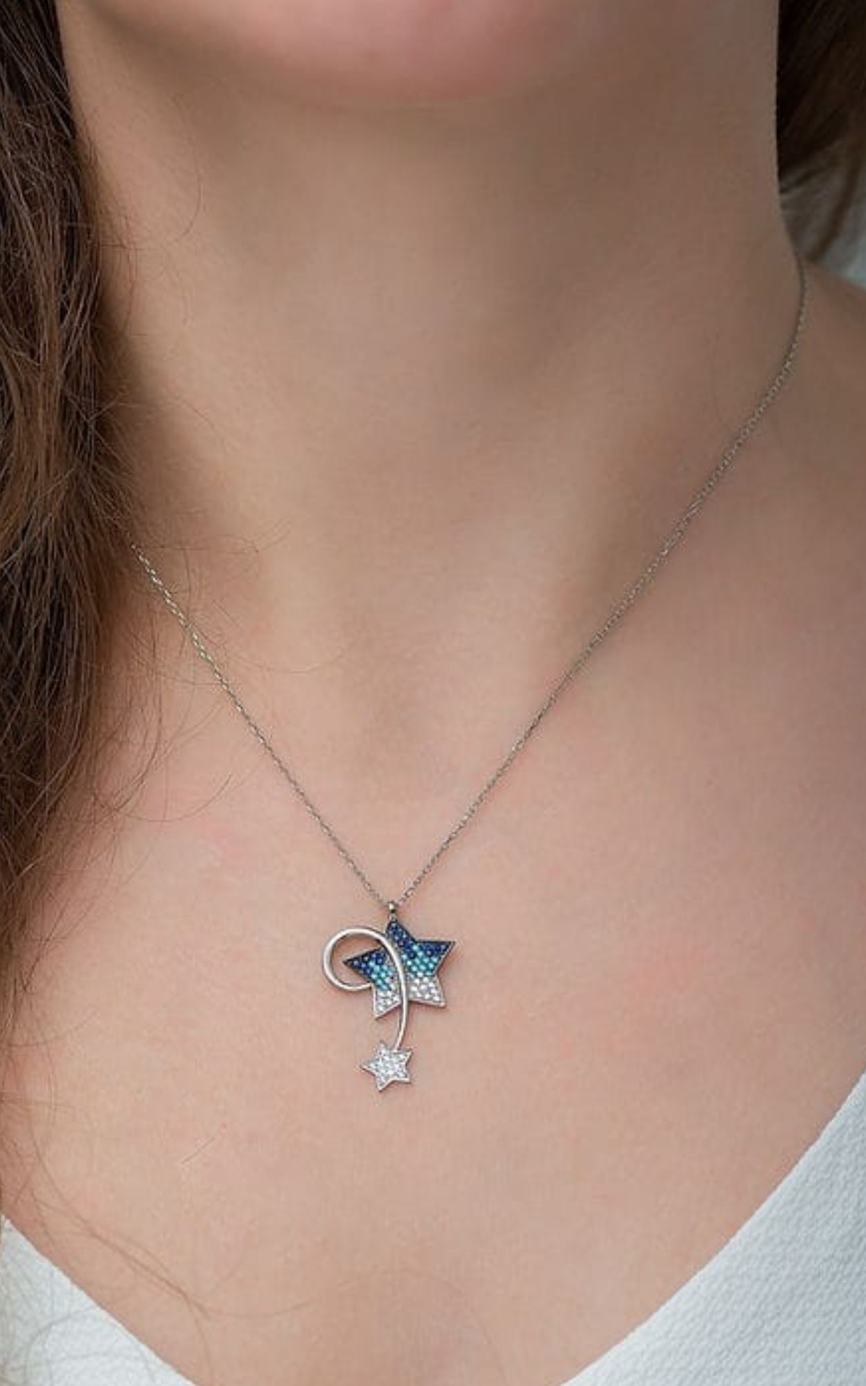 Blue Dual Star Necklace