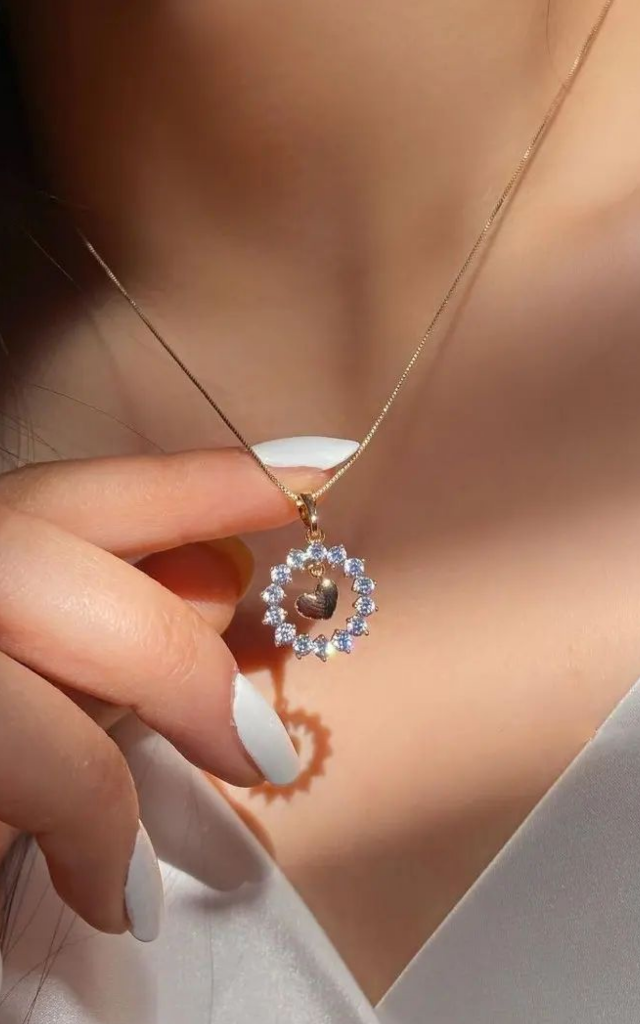 Dancing Diamond Heart Necklace