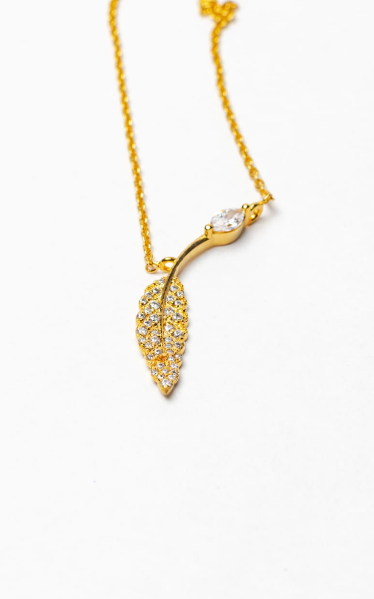 Solitaire Marquise  Leafy Necklace