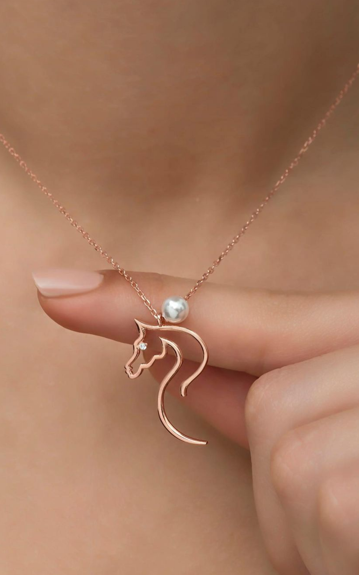 Pearl Horse Necklace