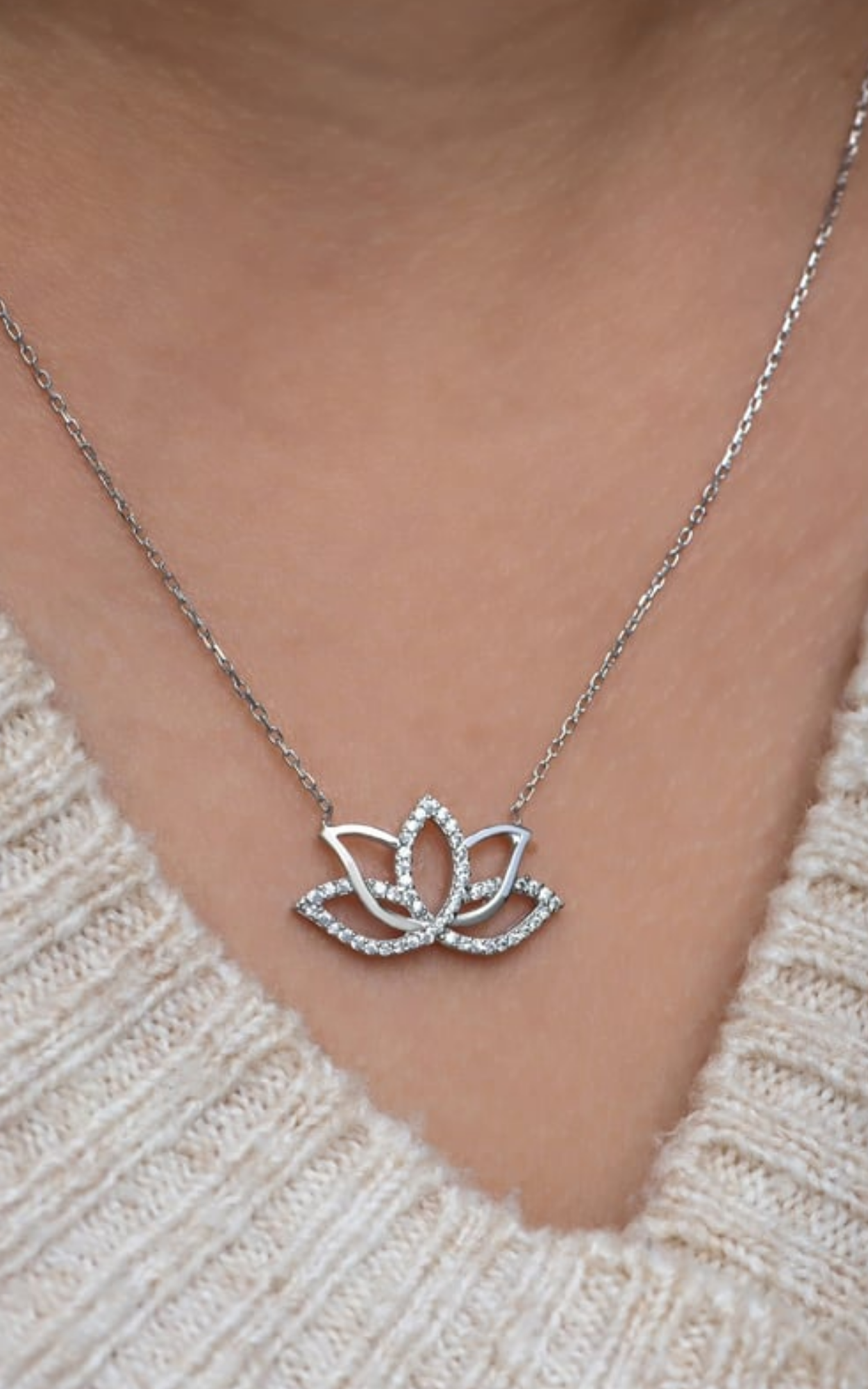 Diamond Lotus Necklace