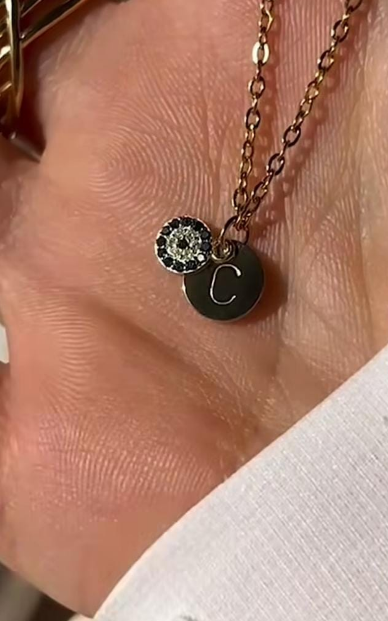 Evil Eye Disc Initial Necklace