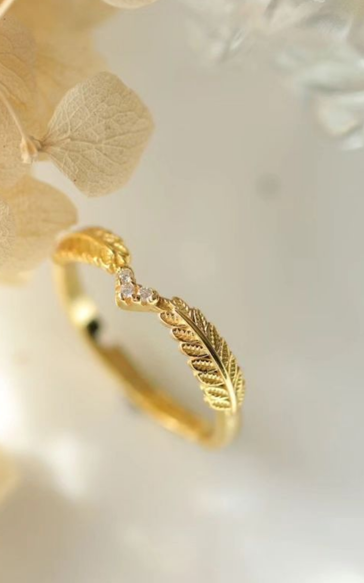 Mini heart Leafy band Ring
