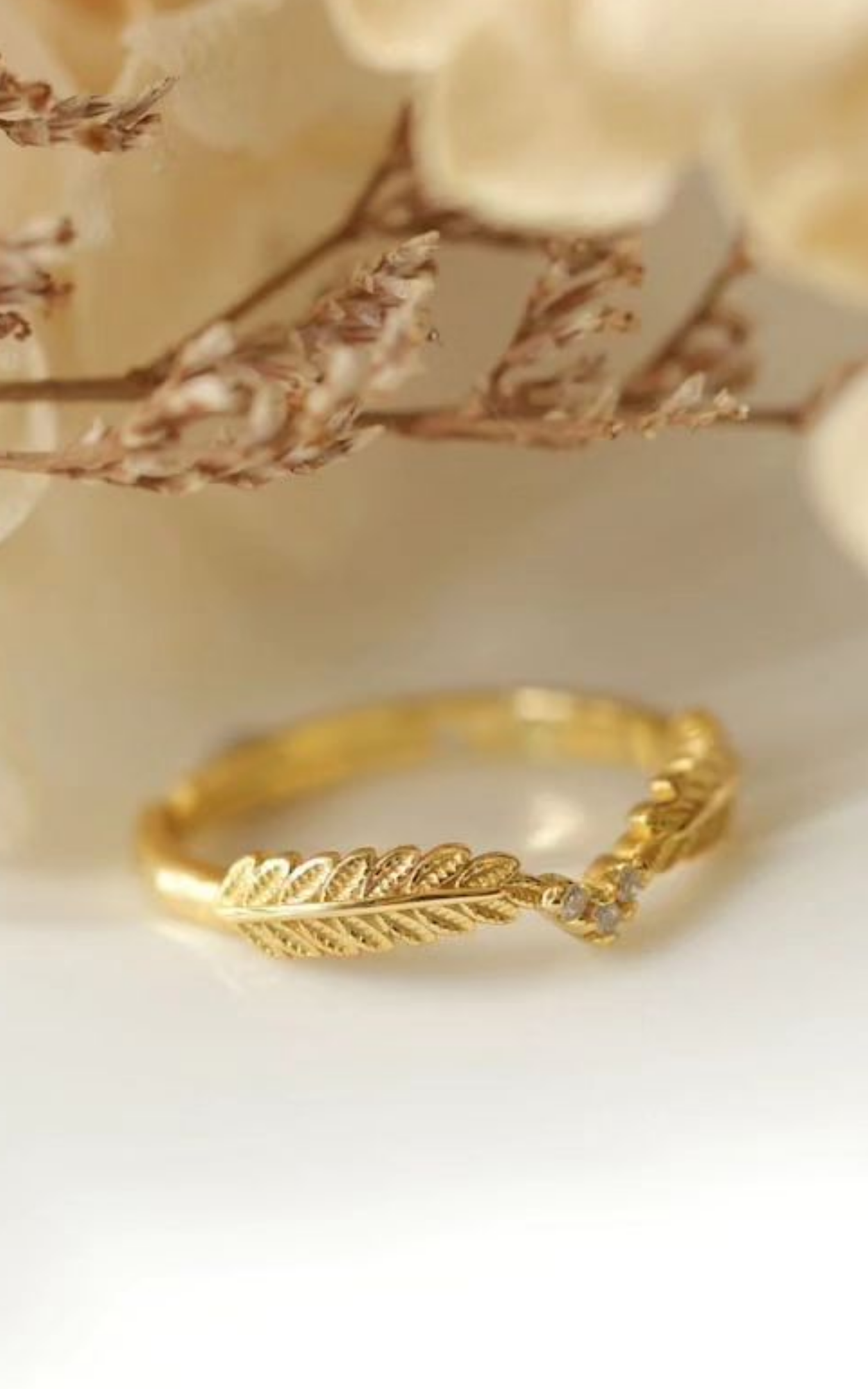 Mini heart Leafy band Ring