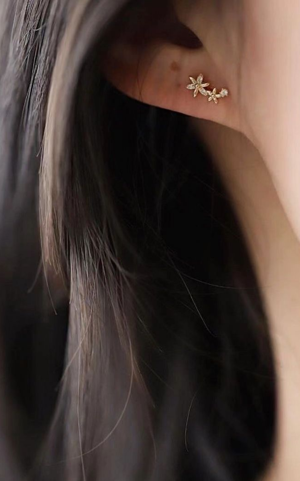 Mini diamond Star Earrings (2 pairs)