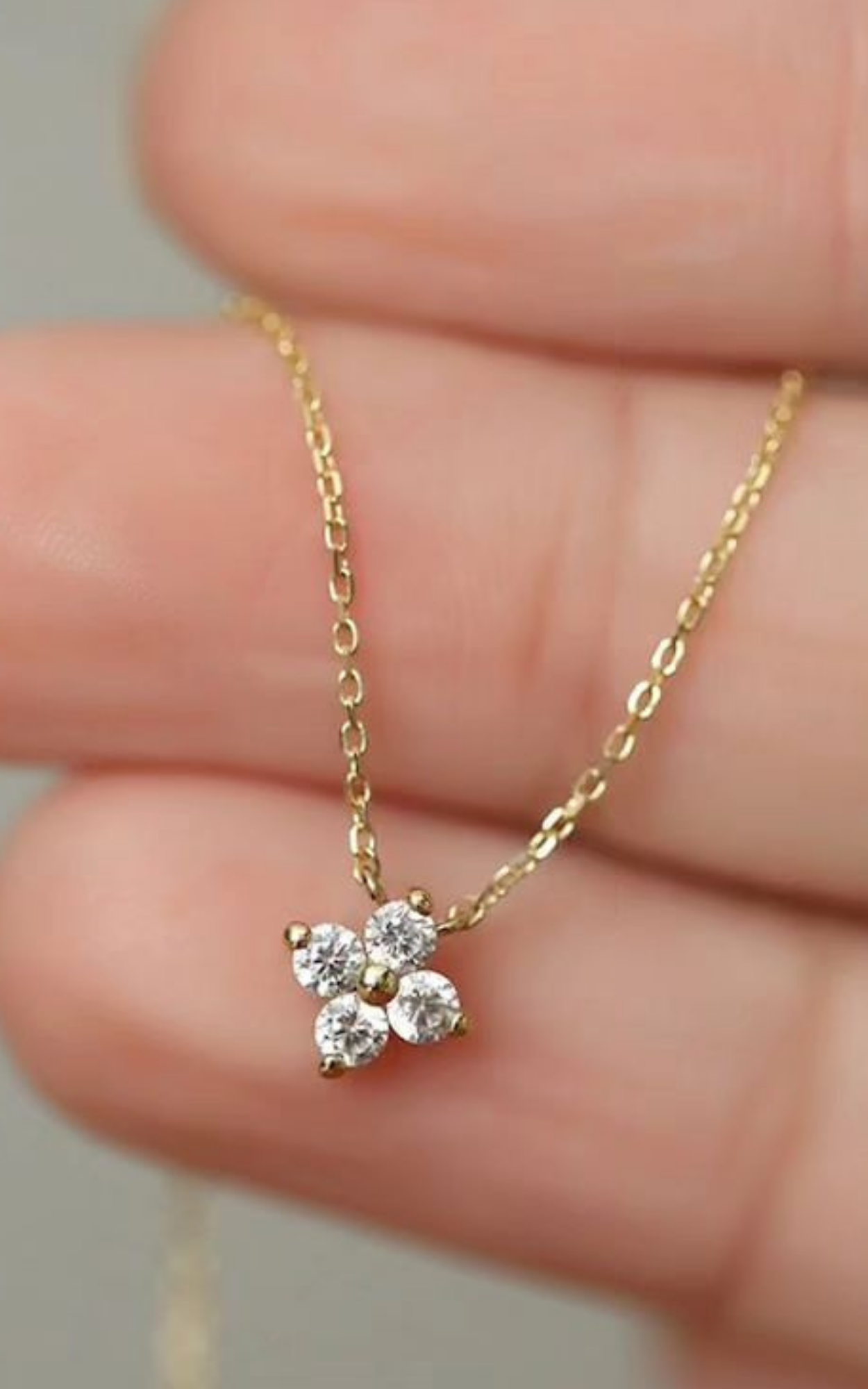 4 Diamond Flower Necklace
