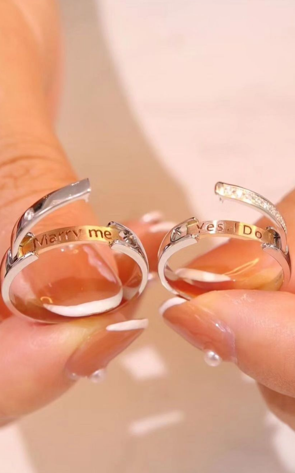 Hidden Message Couple Rings