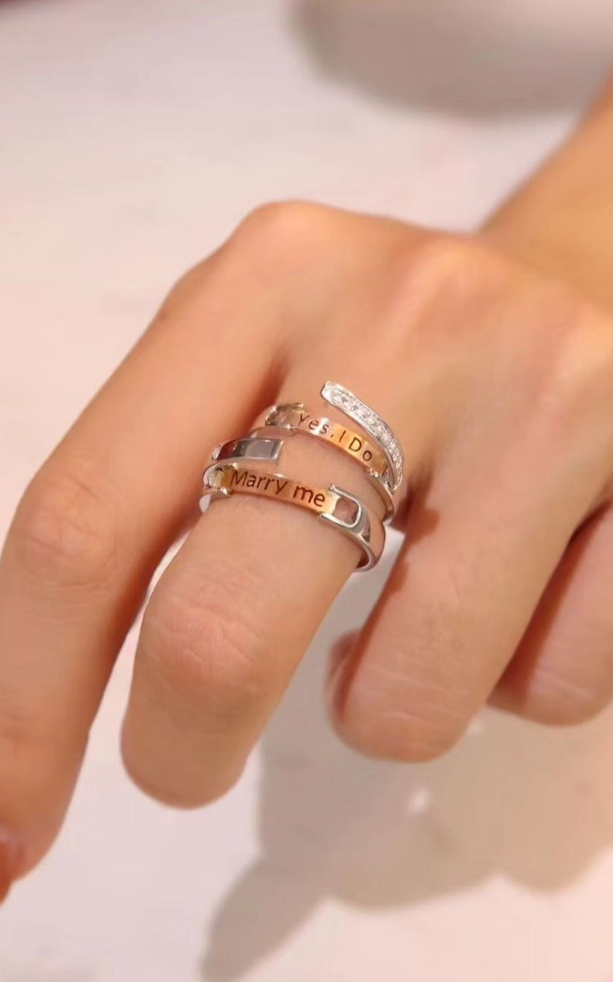 Hidden Message Couple Rings
