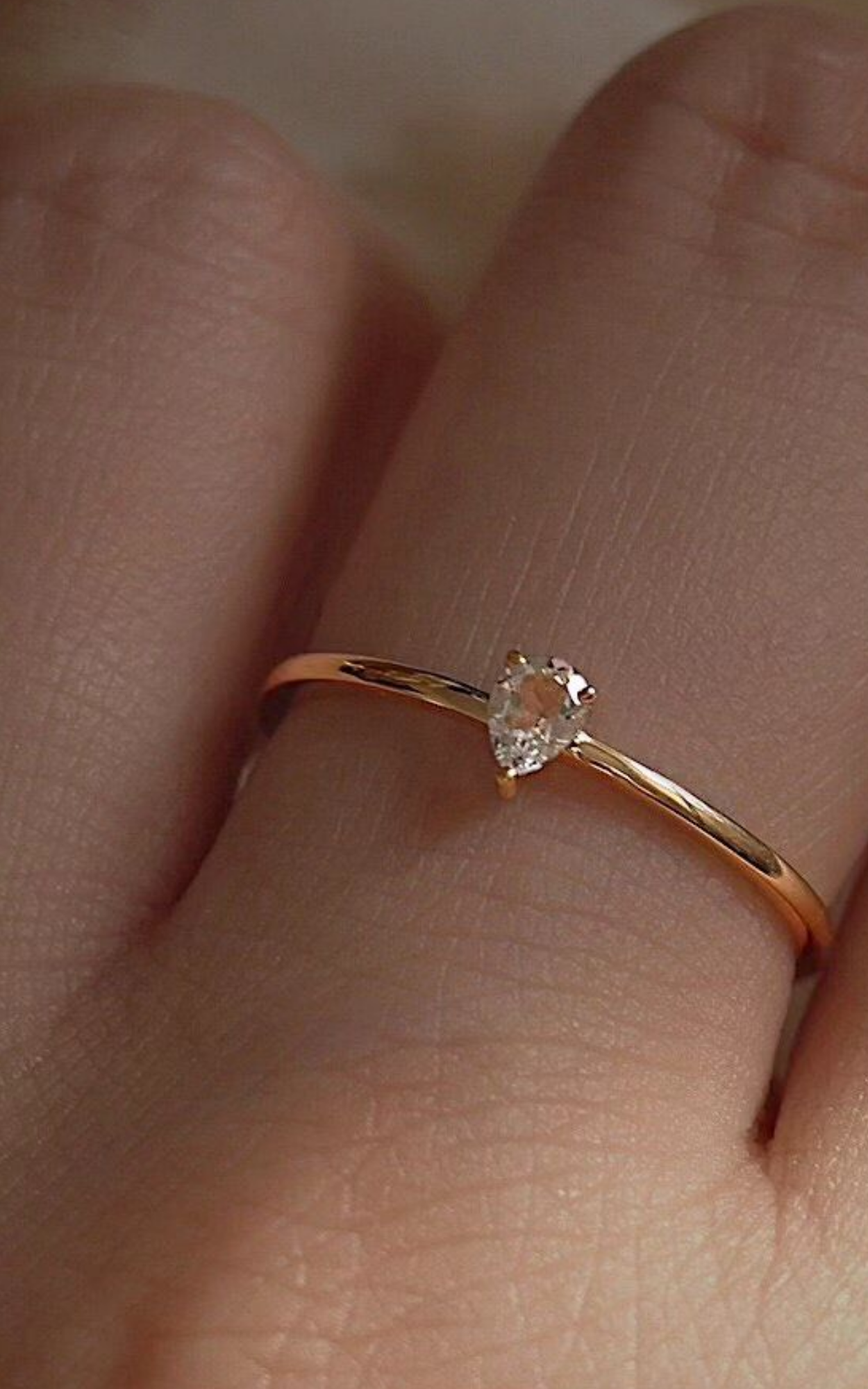 Pear Solitaire Ring