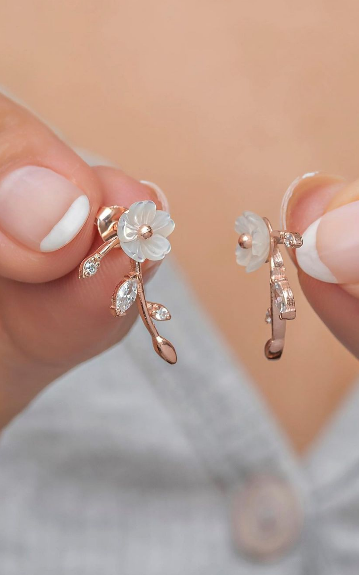White Flower Earrings