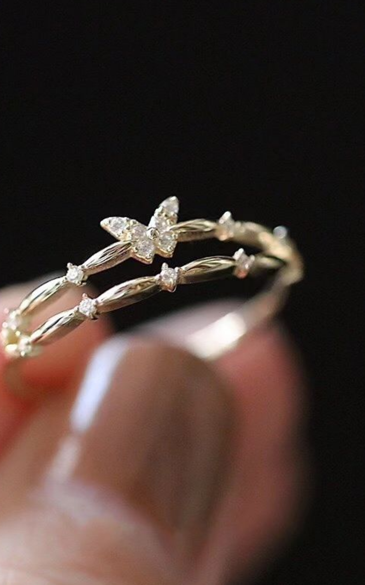 Dainty Dual Eternity Butterfly Ring
