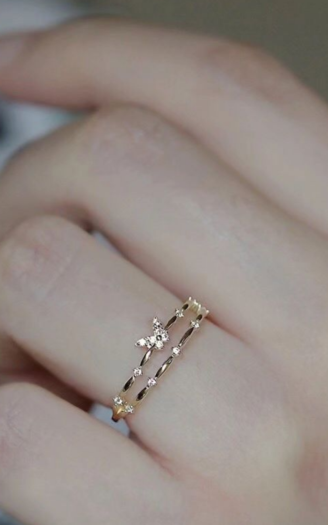 Dainty Dual Eternity Butterfly Ring