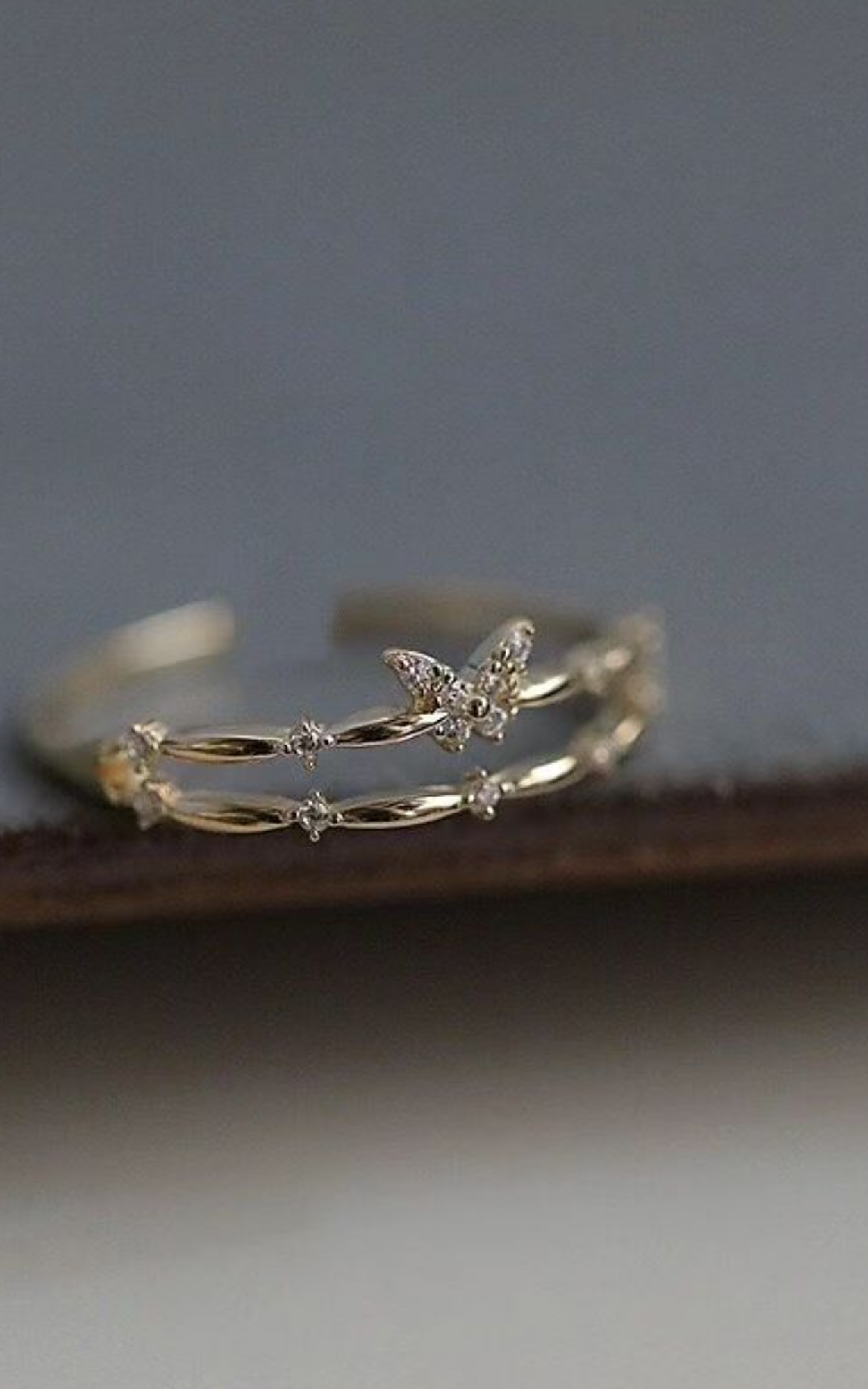 Dainty Dual Eternity Butterfly Ring