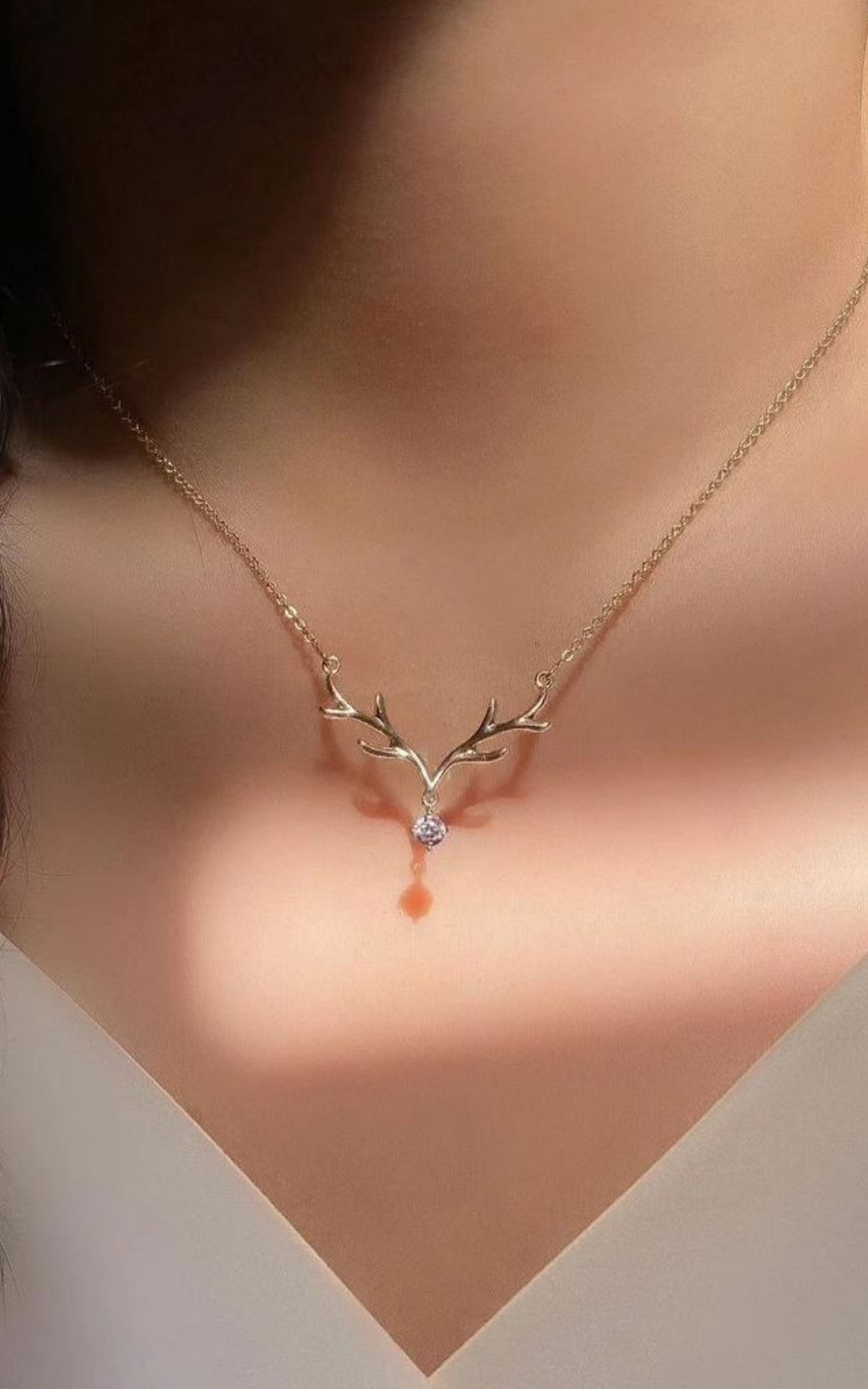 Solitaire Antler Necklace