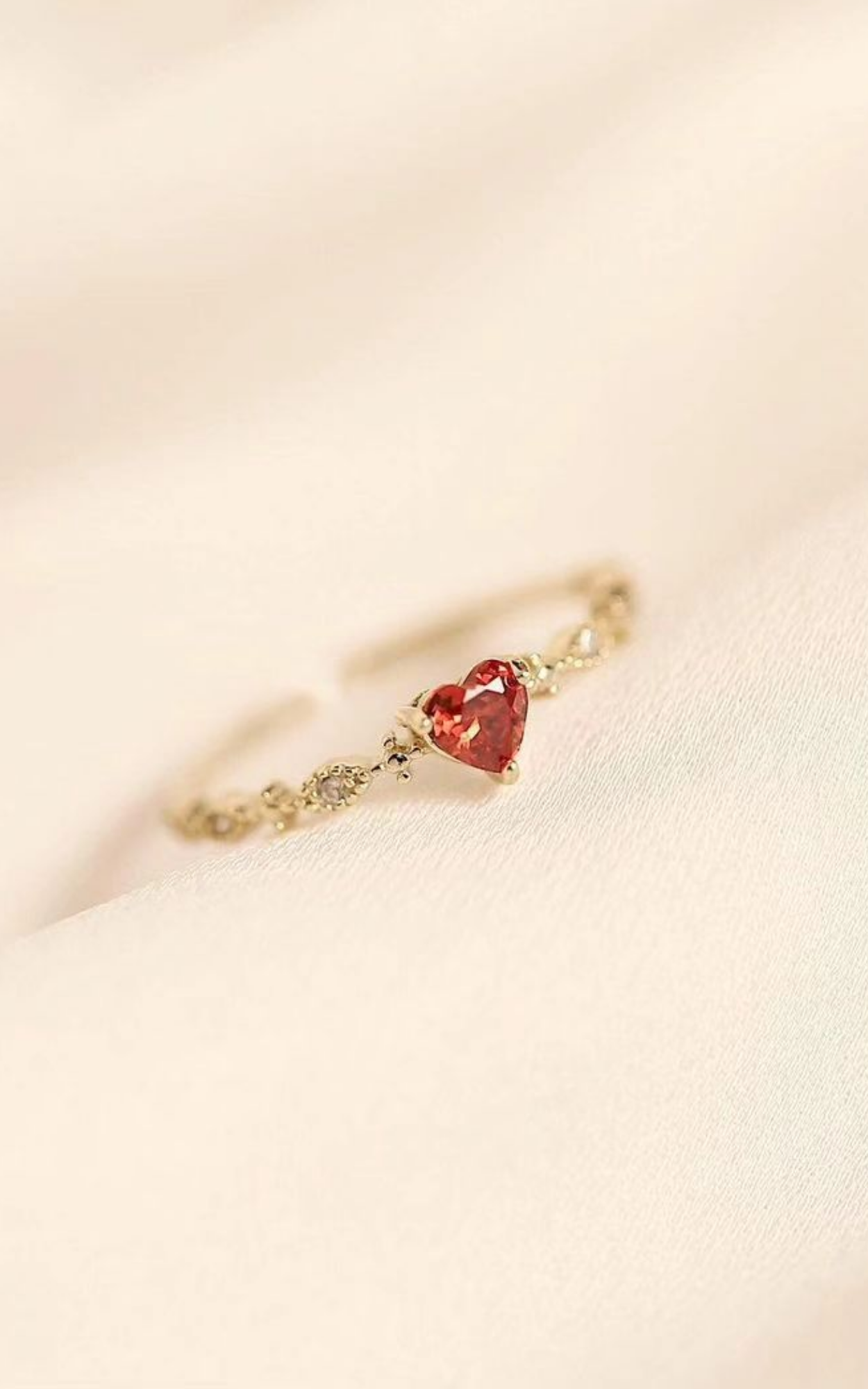 Dainty Red Heart Ring