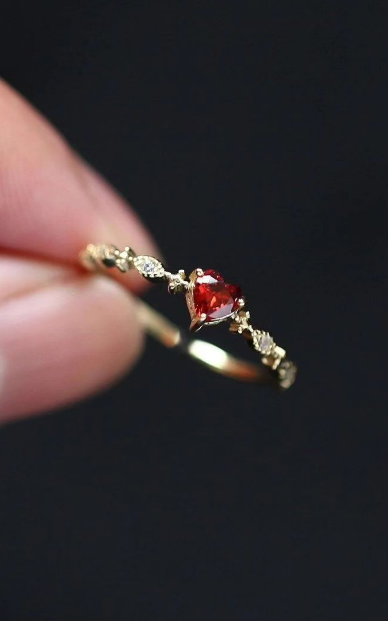 Dainty Red Heart Ring