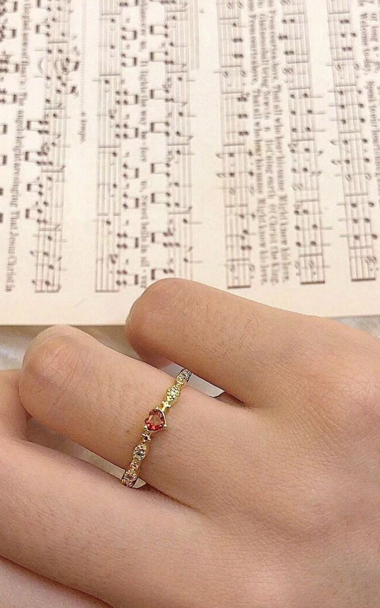 Dainty Red Heart Ring