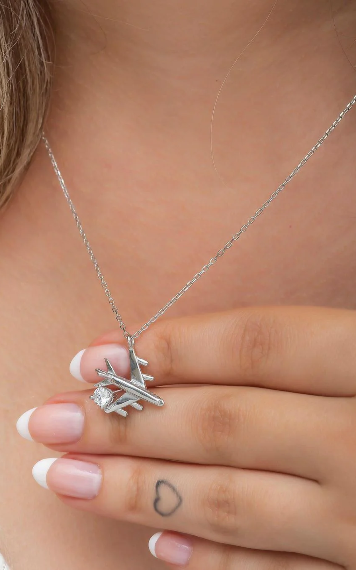 Solitaire Diamond Aircraft Necklace