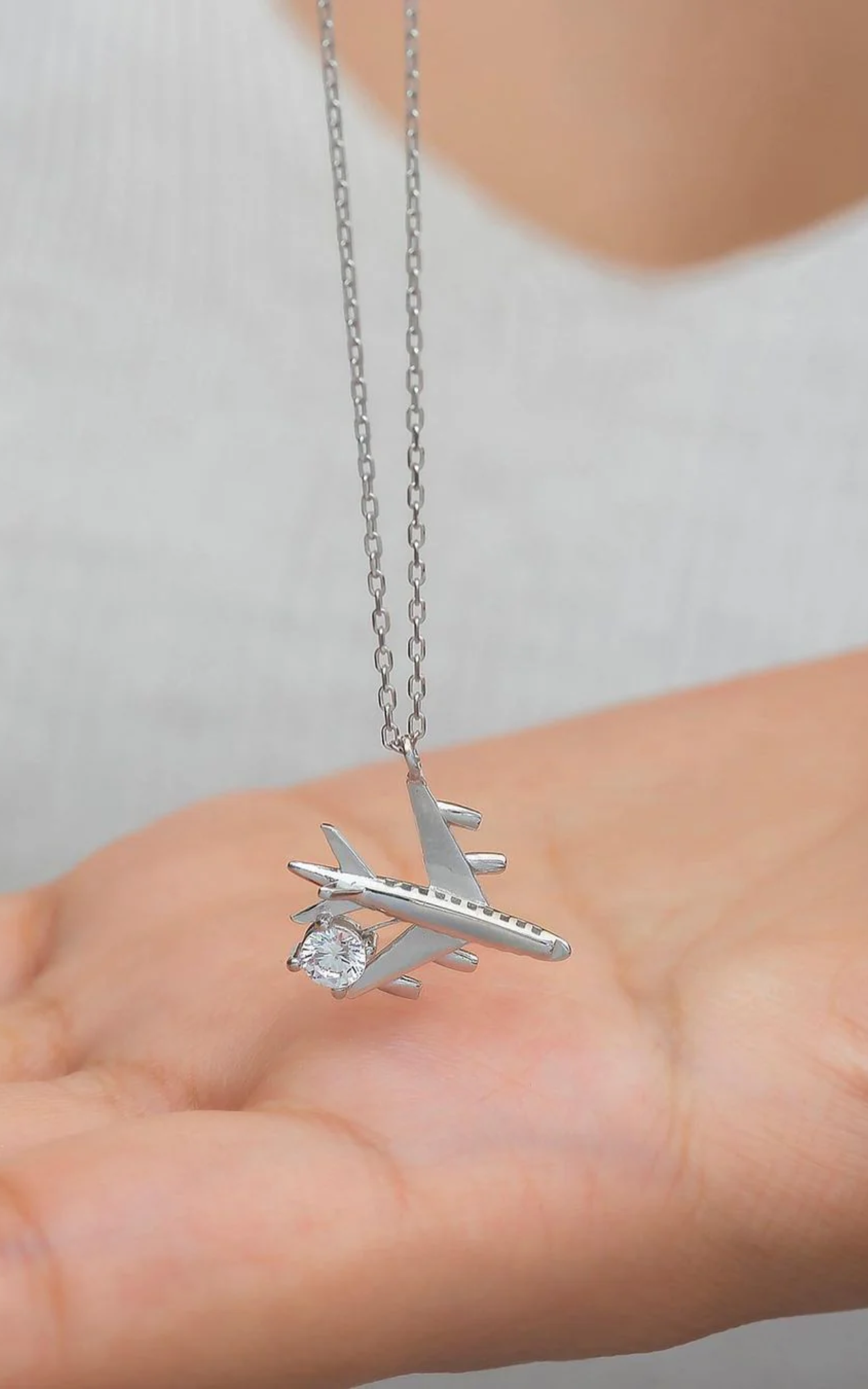 Solitaire Diamond Aircraft Necklace
