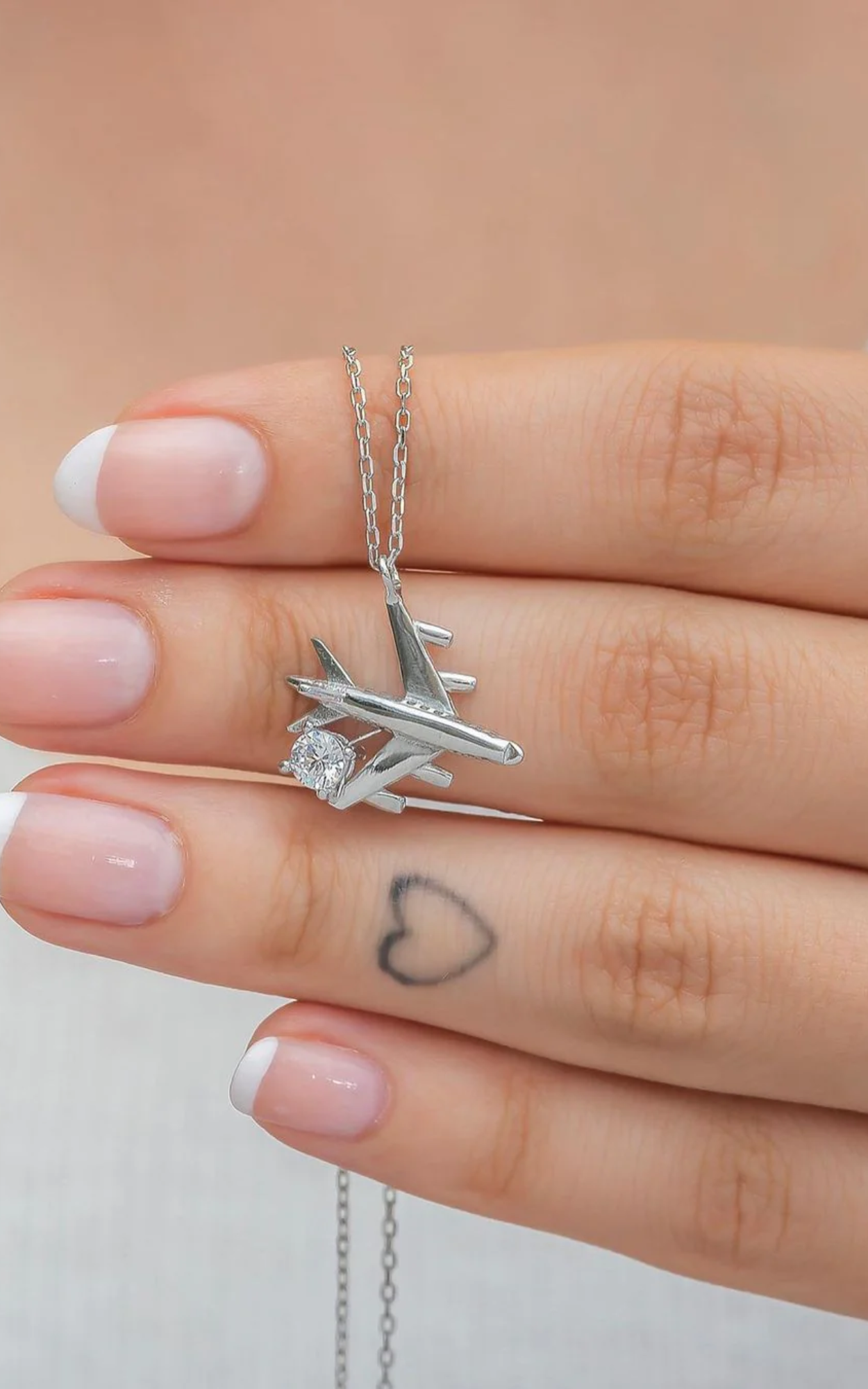 Solitaire Diamond Aircraft Necklace
