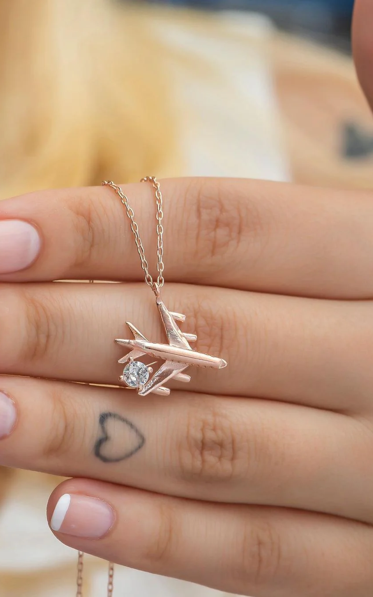 Solitaire Diamond Aircraft Necklace