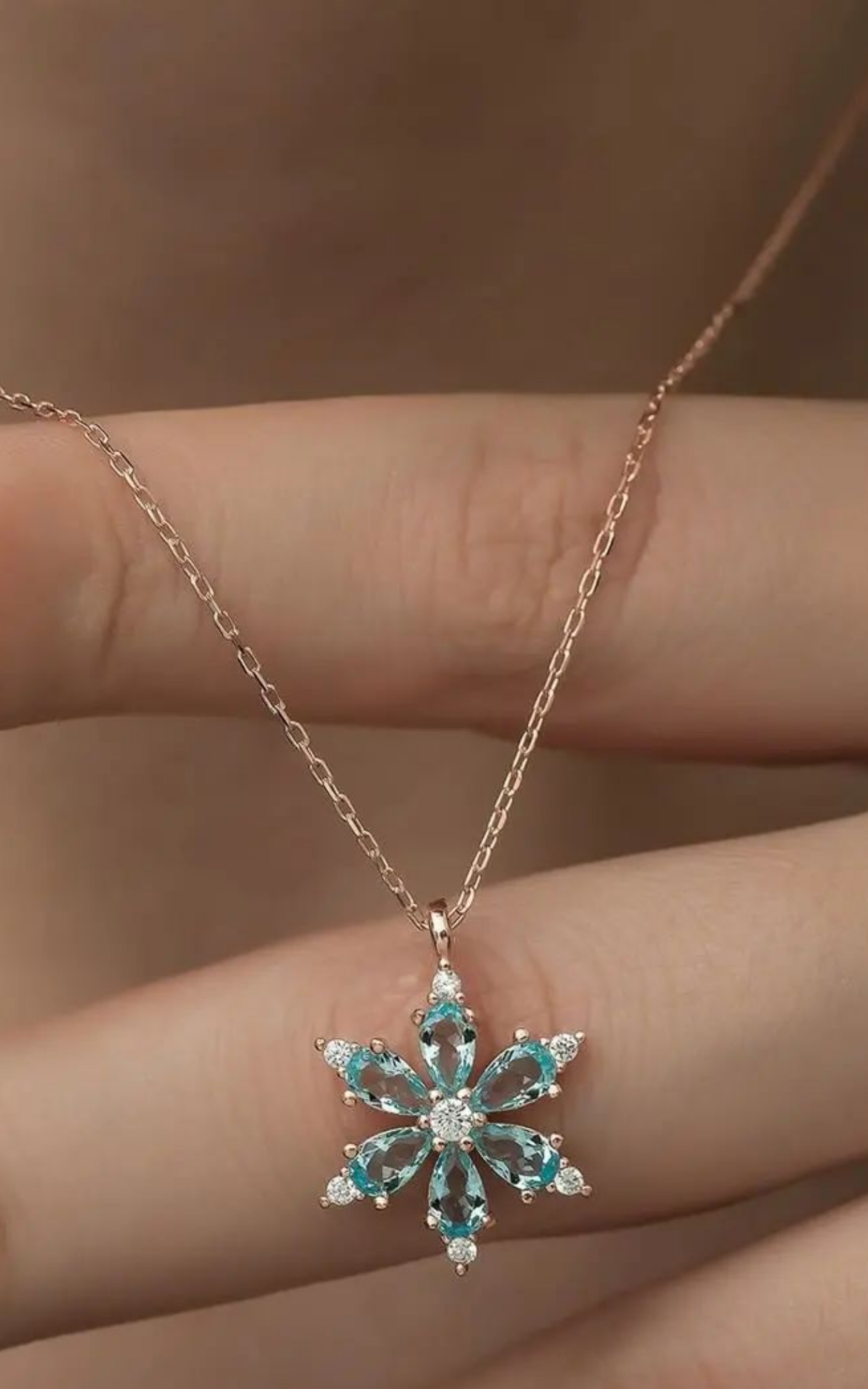Aquamarine Flower Necklace