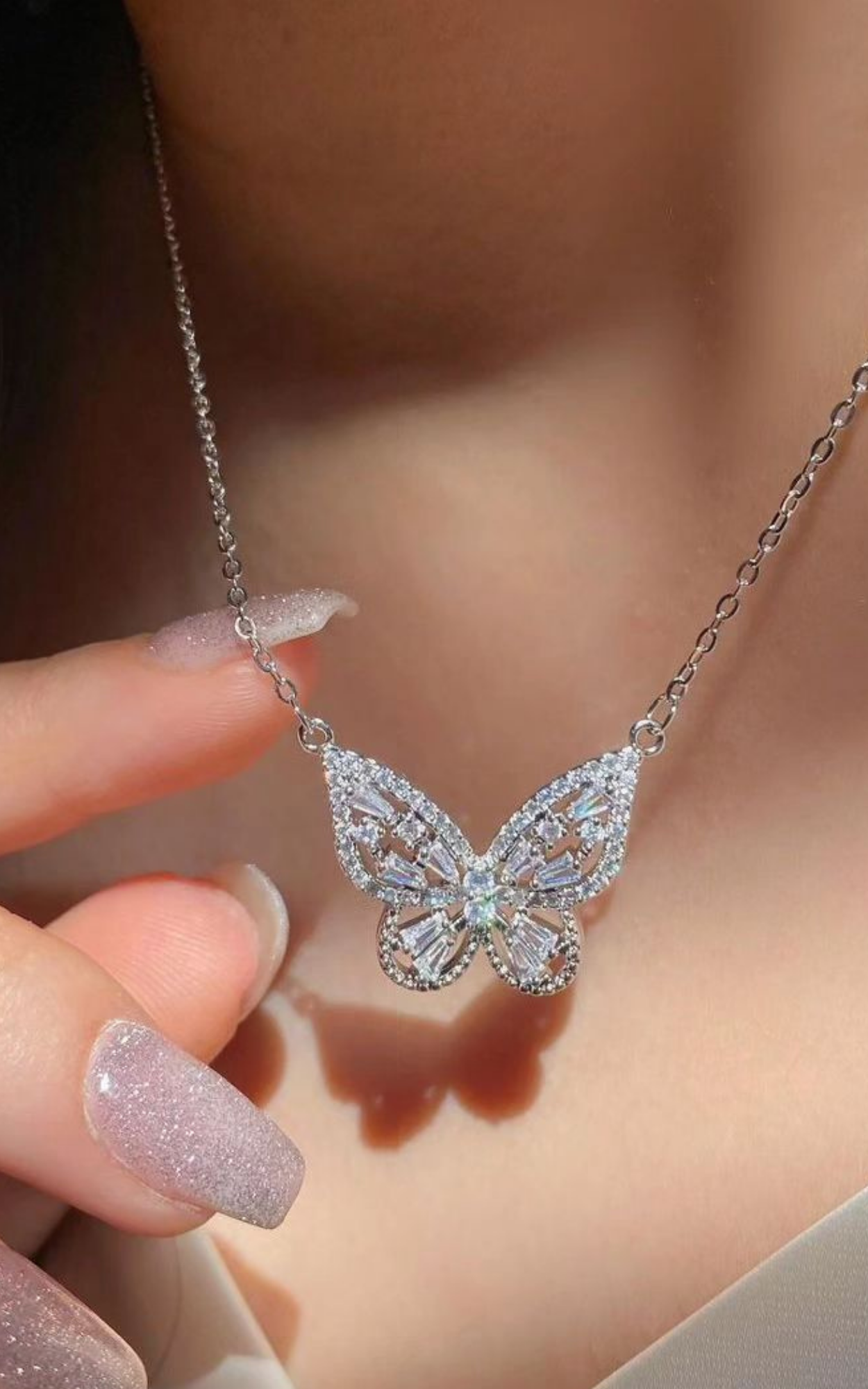 Baguette Butterfly Necklace