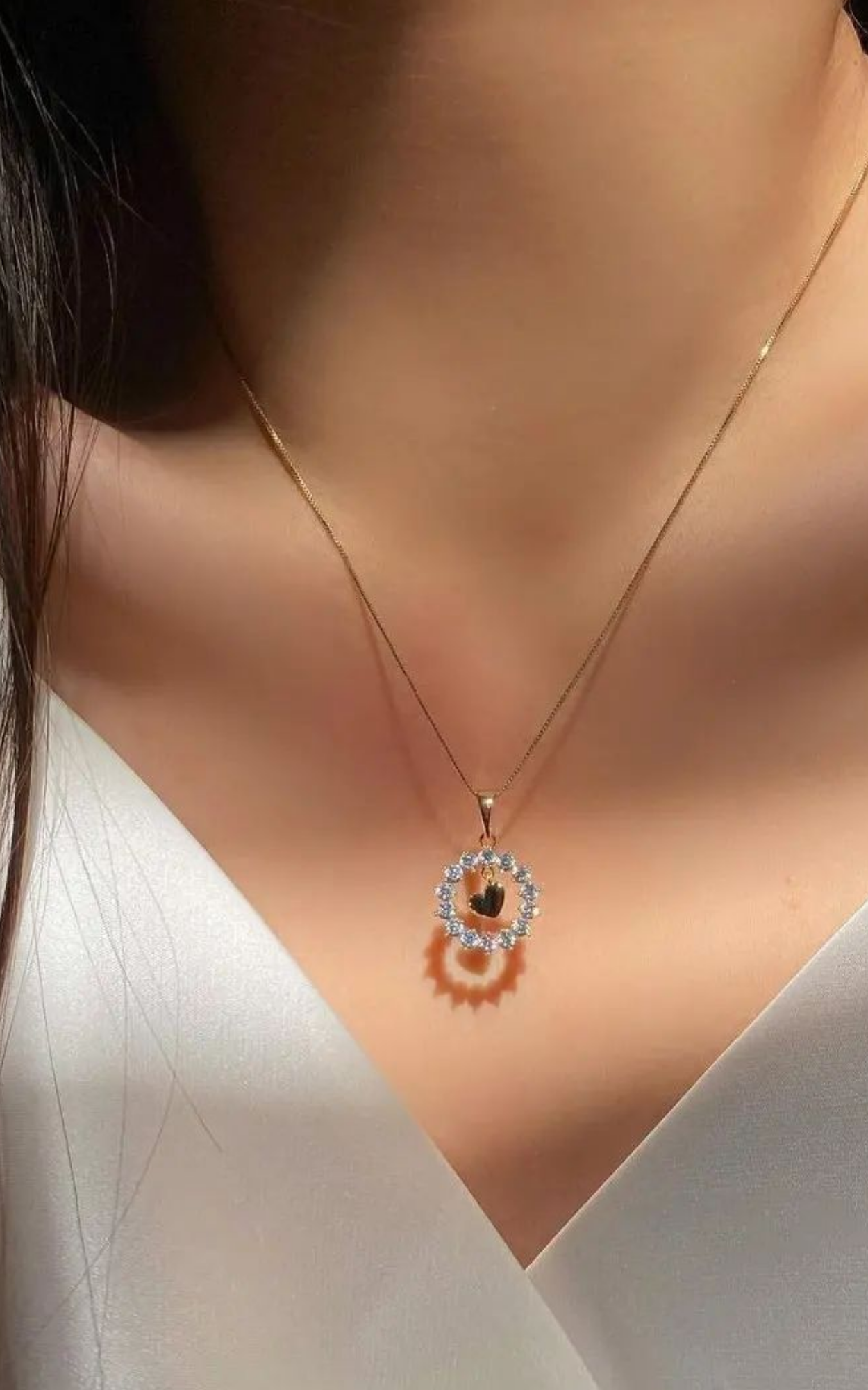Dancing Diamond Heart Necklace