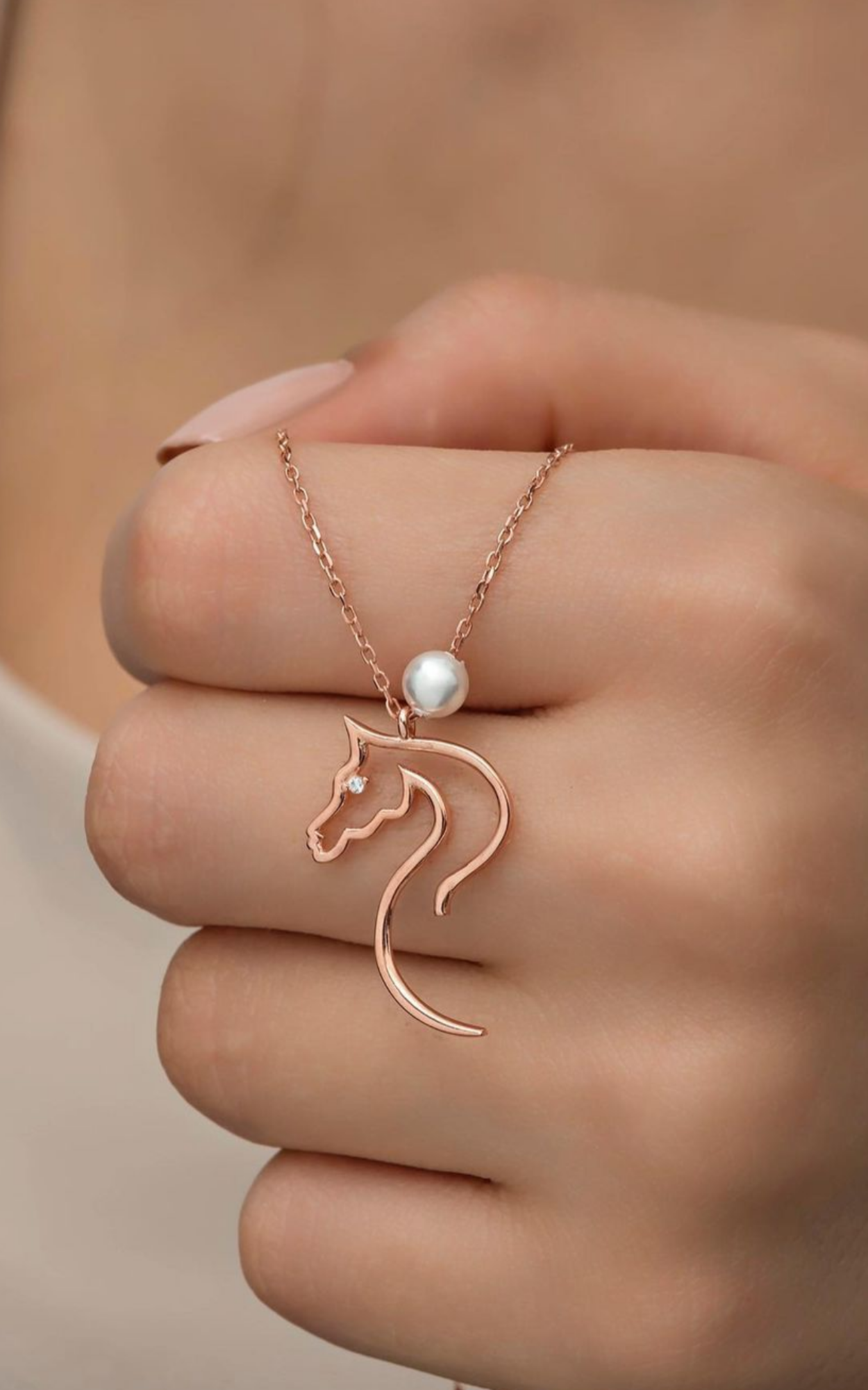 Pearl Horse Necklace