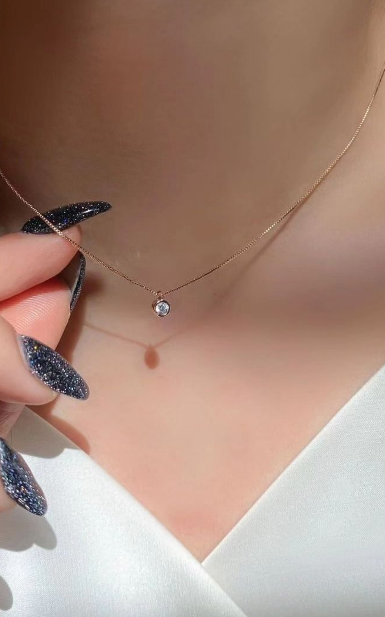 Mini Bezel Set Diamond Necklace