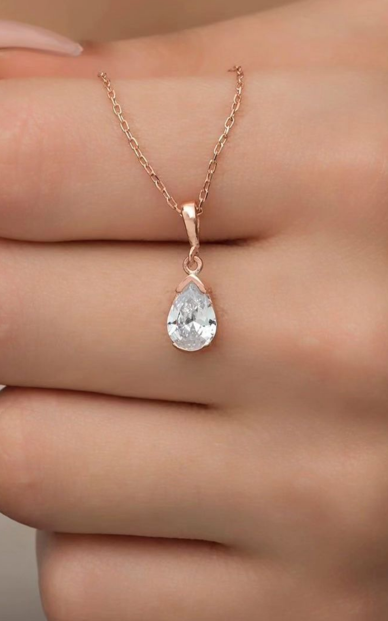 Pear Cut Solitaire Necklace