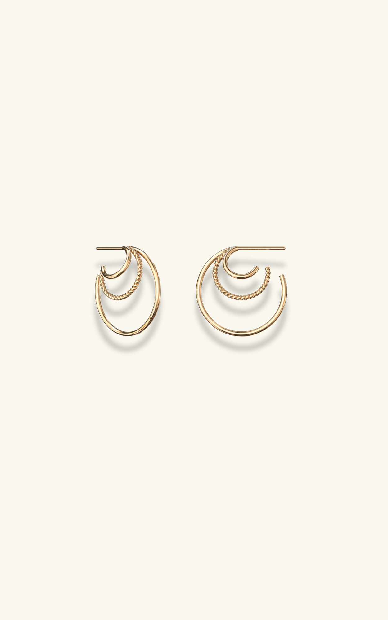 Tripple Semi  Hoop Earrings