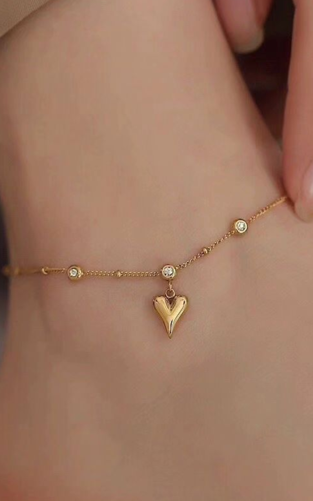 Heart drop 3 diamond Anklet