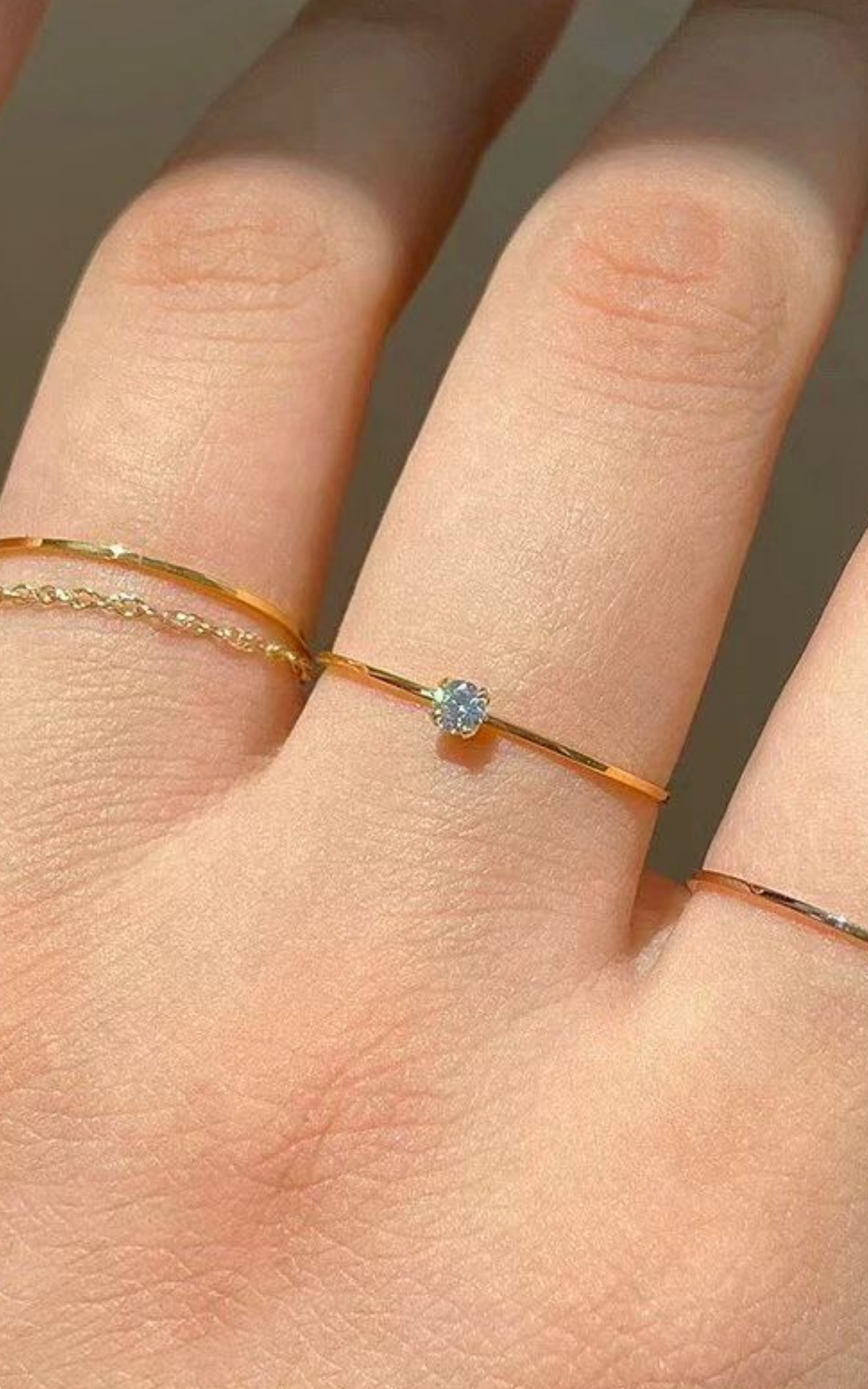 Stack of 4 Solitaire Ring