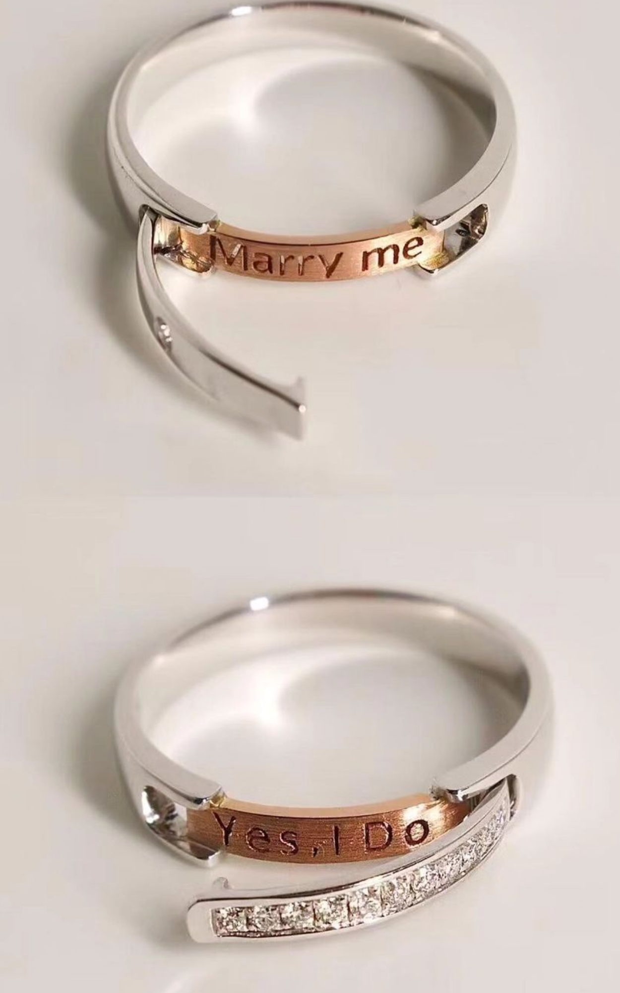 Hidden Message Couple Rings