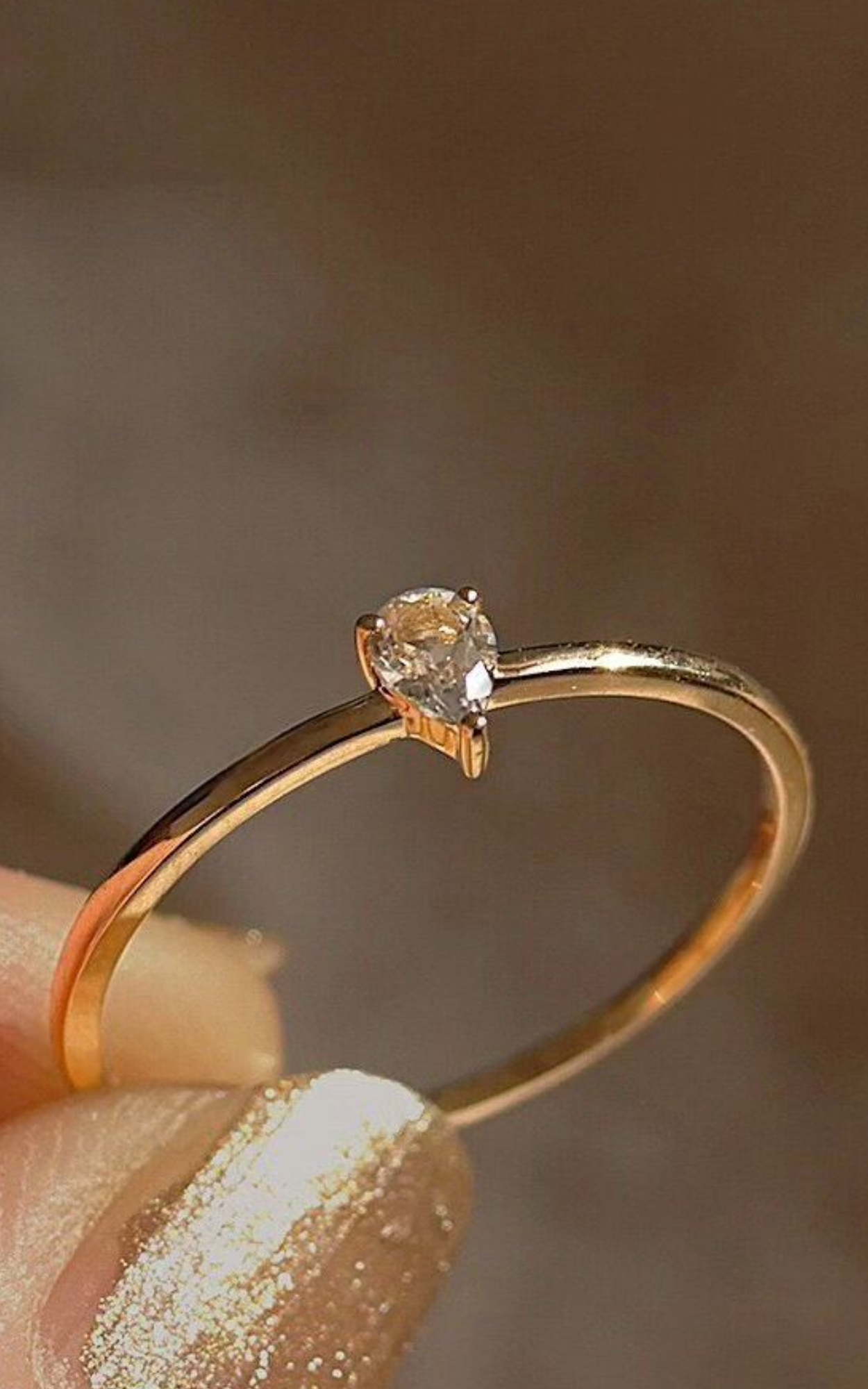 Pear Solitaire Ring