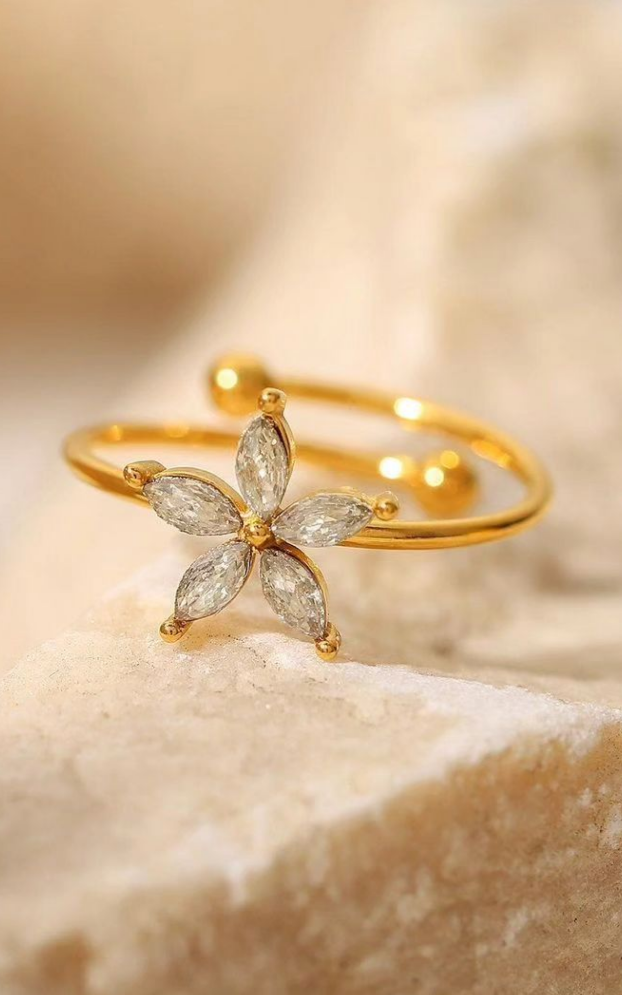 Marquise Flower Adjustable Ring
