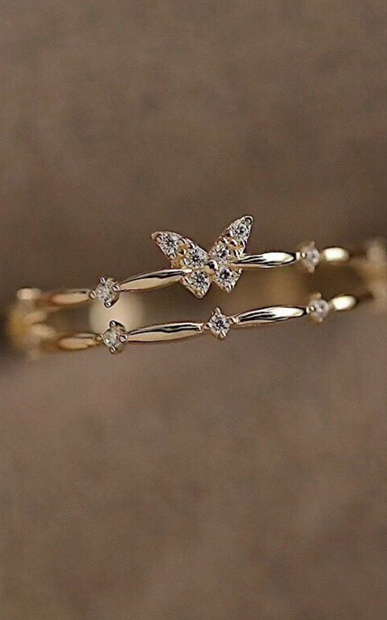 Dainty Dual Eternity Butterfly Ring