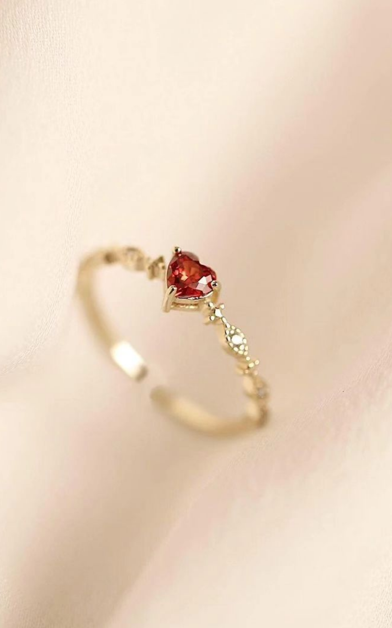Dainty Red Heart Ring