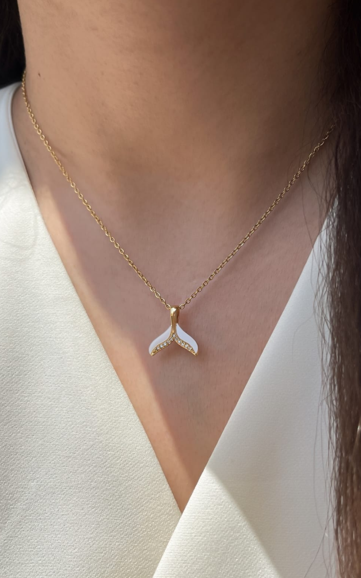 White Fish Tail Necklace